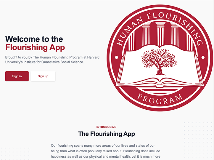 Screenshot of the Flourishing App